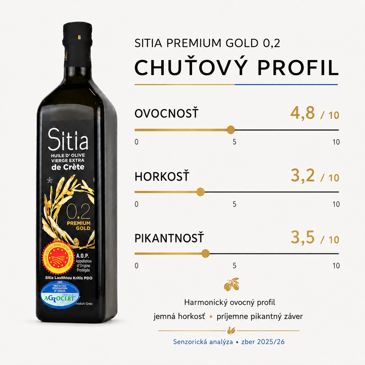 SITIA Kréta PREMIUM GOLD 0,2 Extra panenský olivový olej 1 l – sklo SK 3